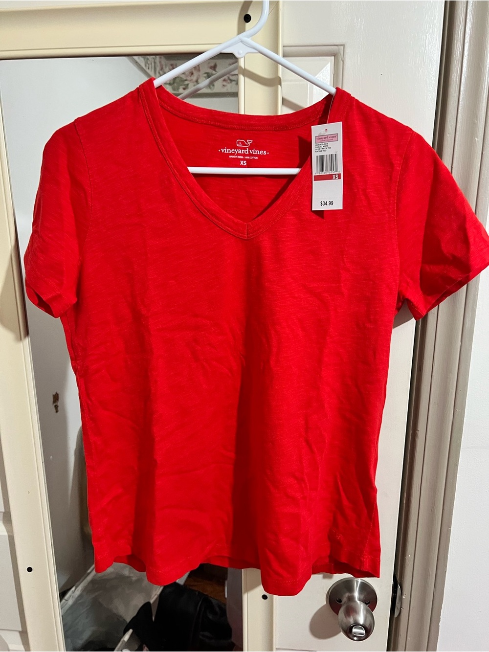 Vineyard Vines Women's Bright Red V-Neck Short Sleeve Tee